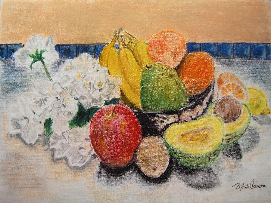 Fruit and Flowers Pastel by Mario Cabrera