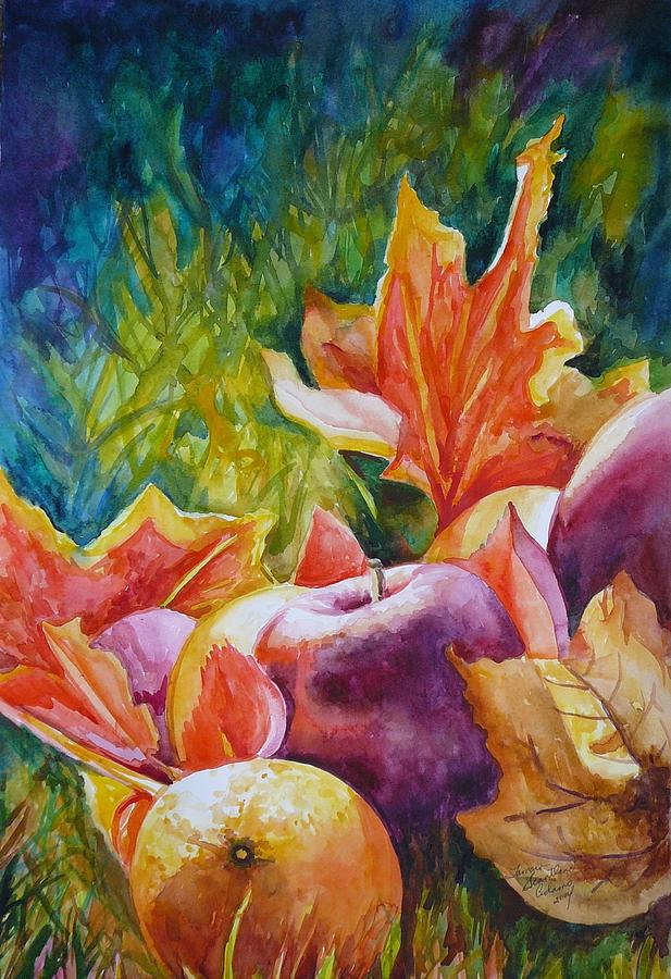 Nature Painting - Fruit and Leaves by Tamara Scantland Adams
