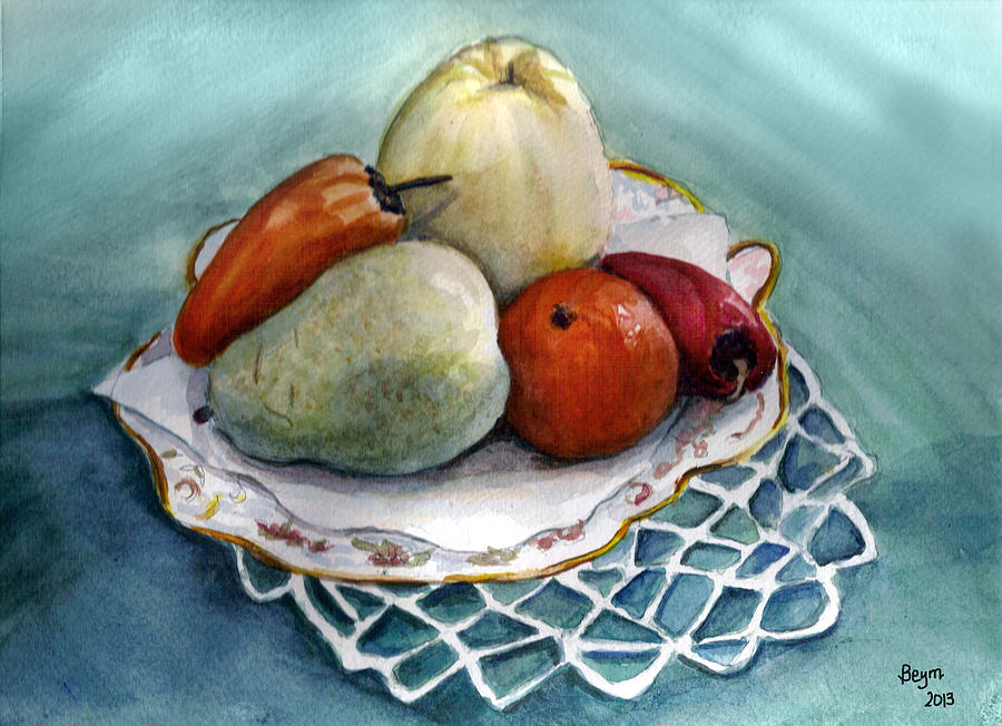 Fruit and Peppers Painting by Clara Sue Beym