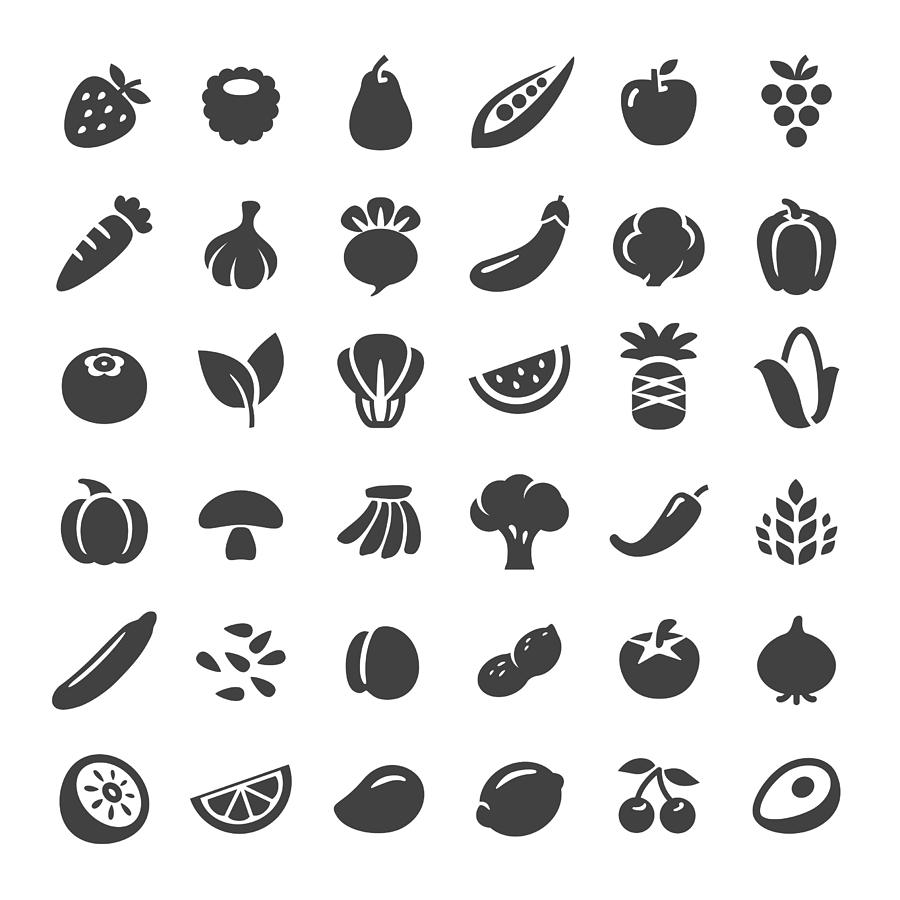Fruit and Vegetables Icons - Big Series Drawing by -victor-
