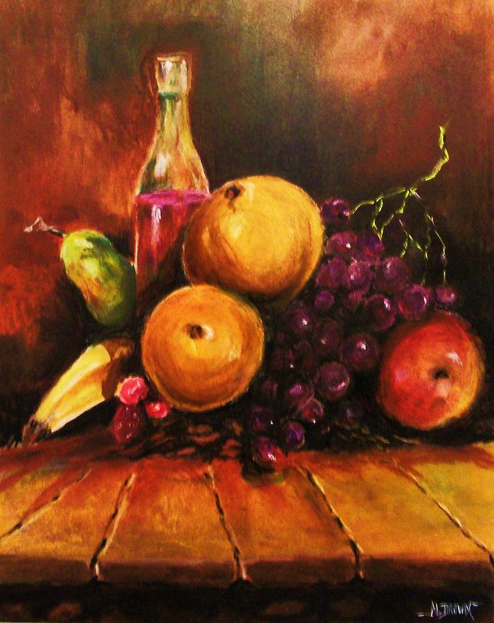 Fruit and Wine Painting by Al Brown