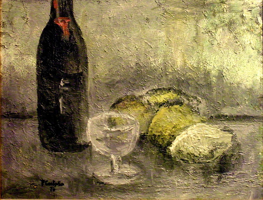 Wine Painting - Fruit and wine by Tomas Castano