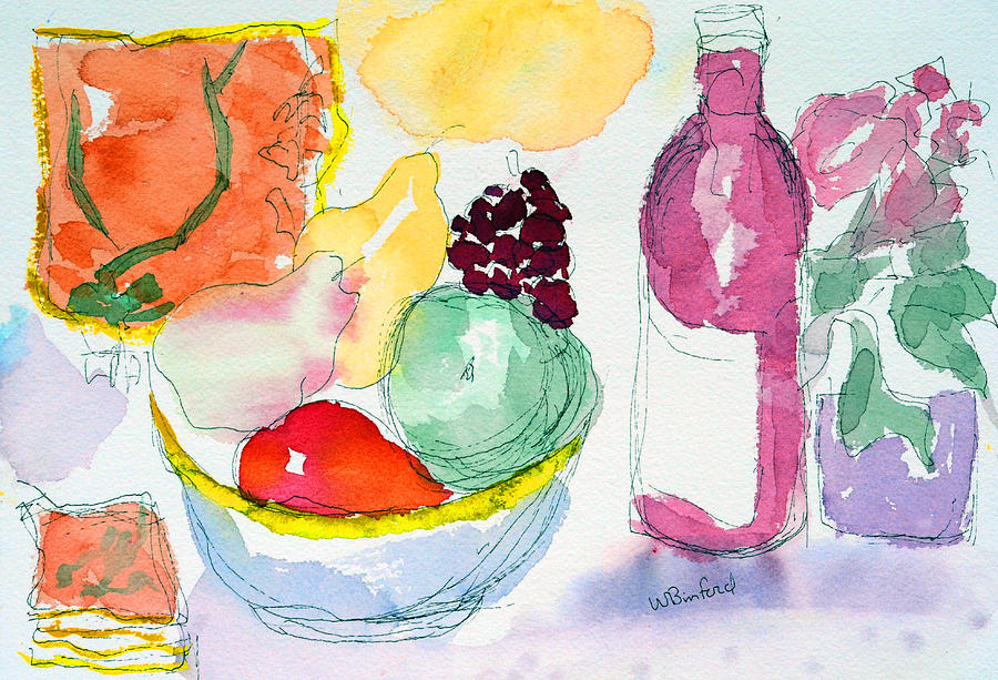 Fruit and Wine Painting by Wade Binford