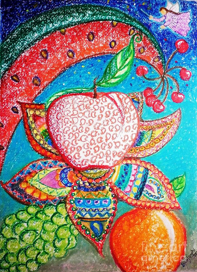 Fruit Painting - Fruit Angels and Faries by Anjali Sanghi