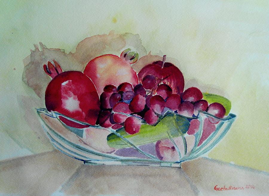 Grape Painting - Fruit Bowl Still Life by Geeta Yerra
