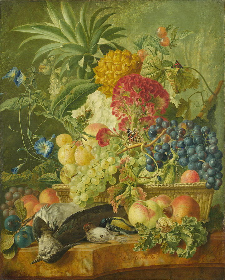 Fruit Flowers and Dead Birds Painting by Wybrand Hendriks