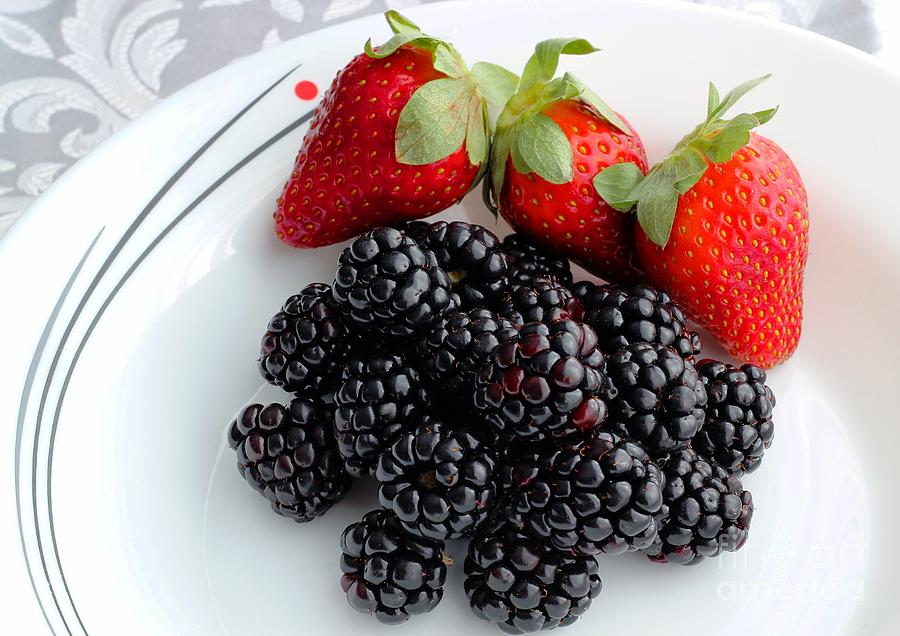 Strawberry Photograph - Fruit iv - Strawberries - Blackberries by Barbara A Griffin