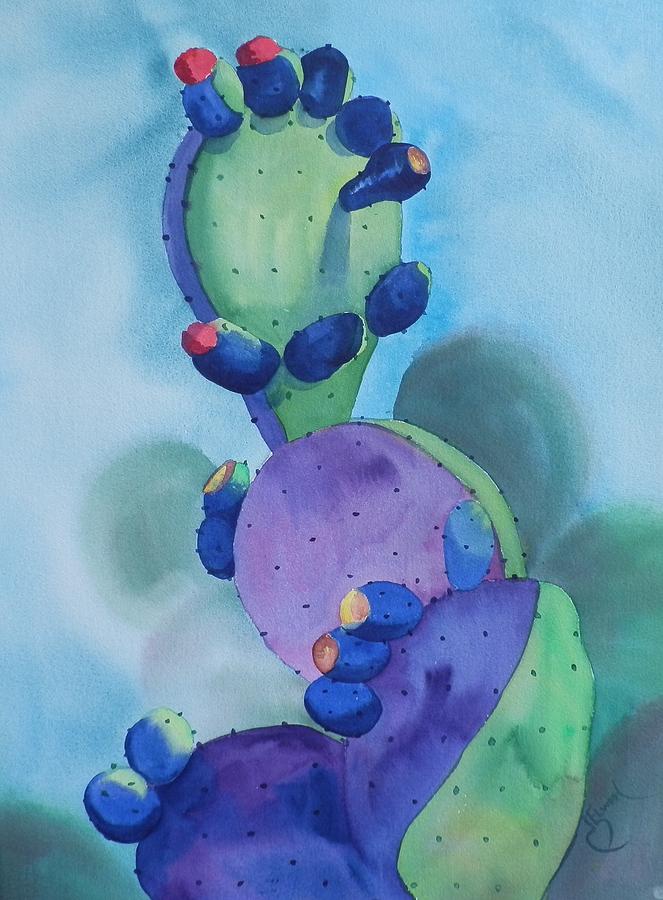 Blue Sky Painting - Fruit of the Cactus by Jann Elwood