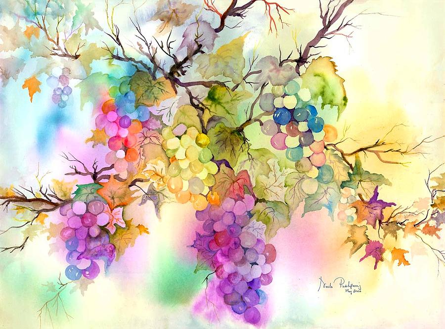 Grape Painting - Fruit on the Vine by Neela Pushparaj