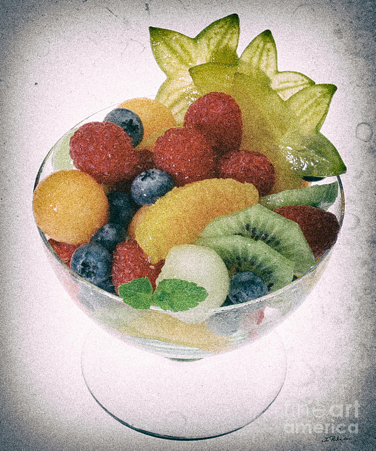 Food Photograph - Fruit Salad Cup Disteressed by Iris Richardson Food Photograph - Fruit Salad Cup Disteressed by Iris Richardson