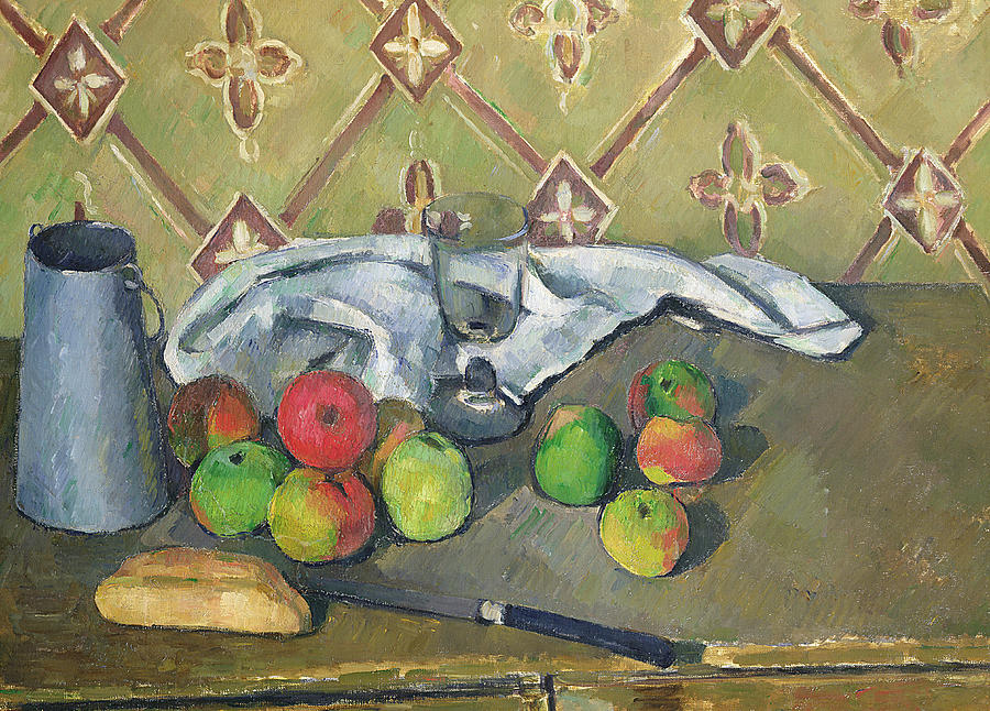 Apple Painting - Fruit Serviette and Milk Jug by Paul Cezanne