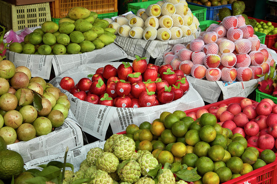 Fruit Photograph - Fruit Stall, Dong Ba Market, Hue, Thua by David Wall