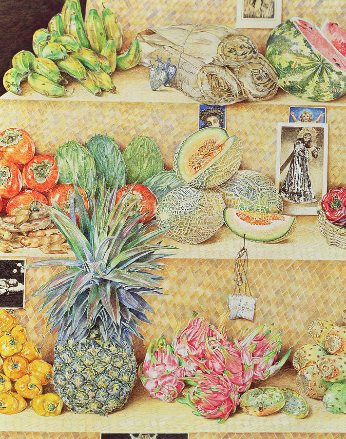 Fruit-stall, La Laguinilla, 1998 Oil On Canvas Detail Of 240164 Photograph by James Reeve