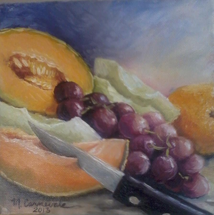 Cantaloupe Melon Painting - Fruit study 1 by Mikki Carnevale
