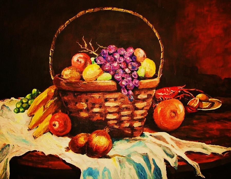 Fruit Wickerbasket etc. Painting by Al Brown