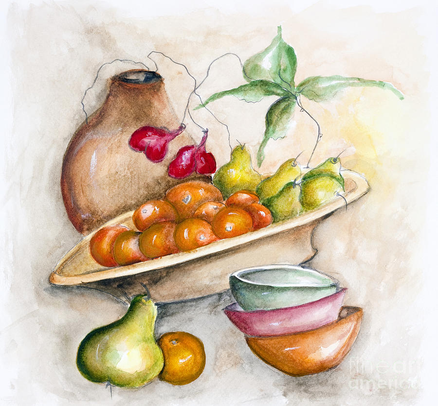 Fruits in ceramic plate Painting by Irina Gromovaja | Fine Art America