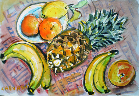 Fruits On Table Painting by Chevassus-agnes Jean-pierre - Pixels