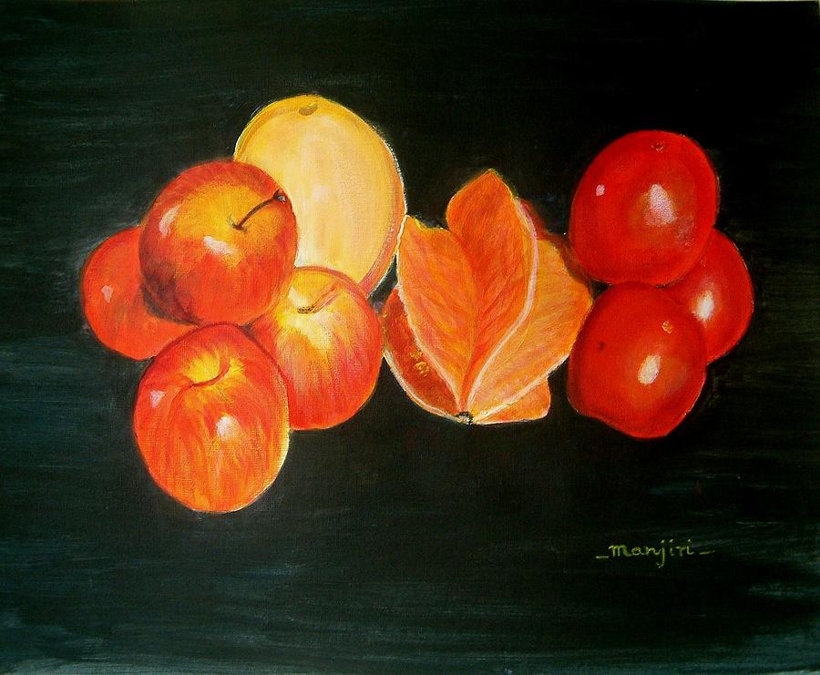 Fruits still life by Manjiri Kanvinde Painting by Manjiri Kanvinde