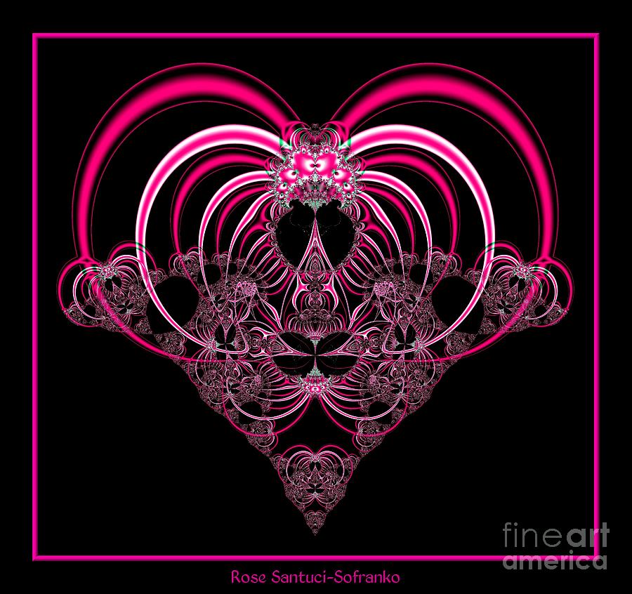 Fuchsia Pink Heart Fractal 77 Digital Art by Rose Santuci-Sofranko