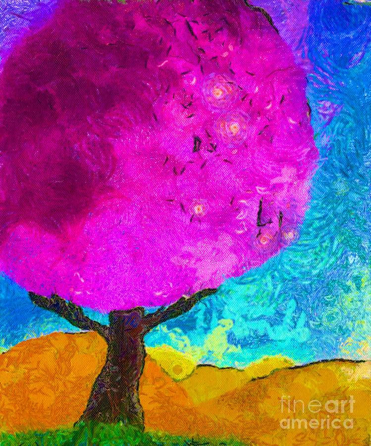 Fuchsia Tree II Painting by Anita Lewis