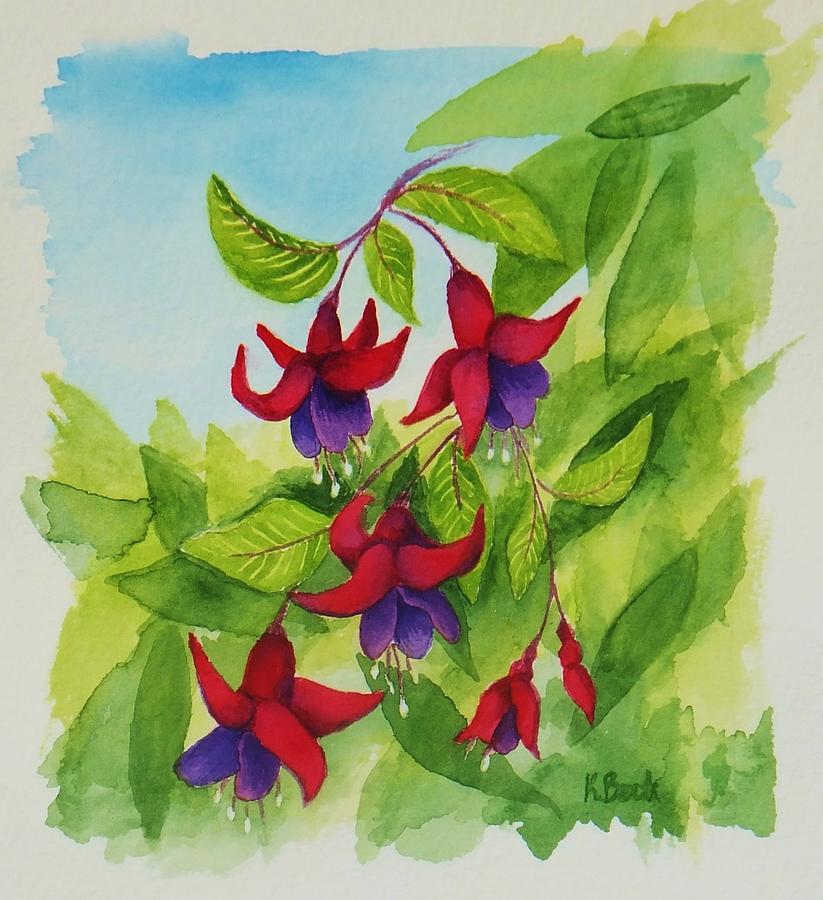 Fuchsias Painting by Katherine Young-Beck