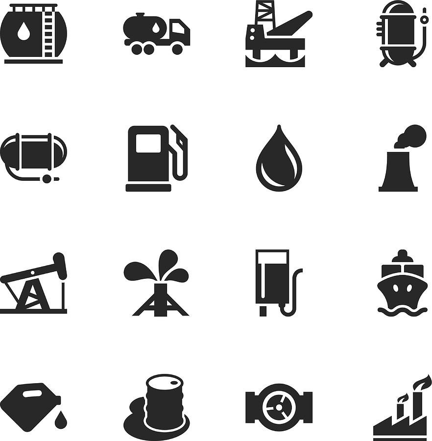 Fuel Industry Silhouette Icons Drawing by Rakdee