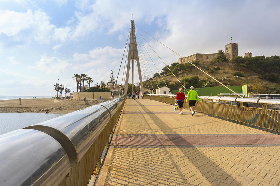 Fuengirola, Spain. Suspension Bridge And Castle. Photograph by Ken Welsh Fuengirola, Spain. Suspension Bridge And Castle. Photograph by Ken Welsh