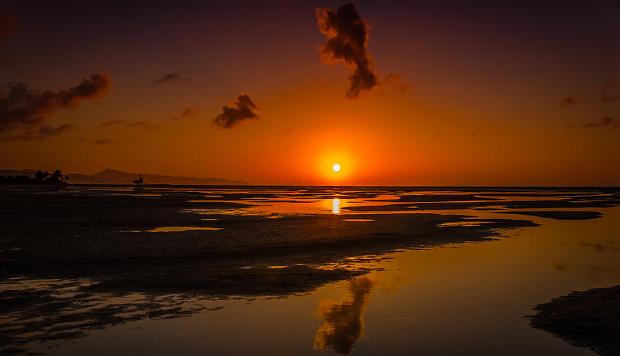 Landscape Photograph - Fuerteventuera Beach Sunrise Reflections by Julis Simo