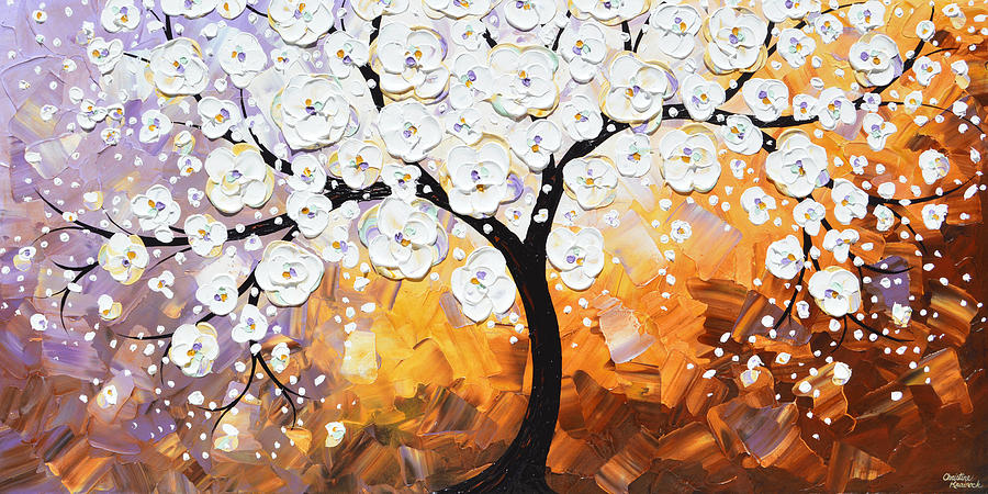 Full Bloom - White Blossoming Cherry Tree Painting