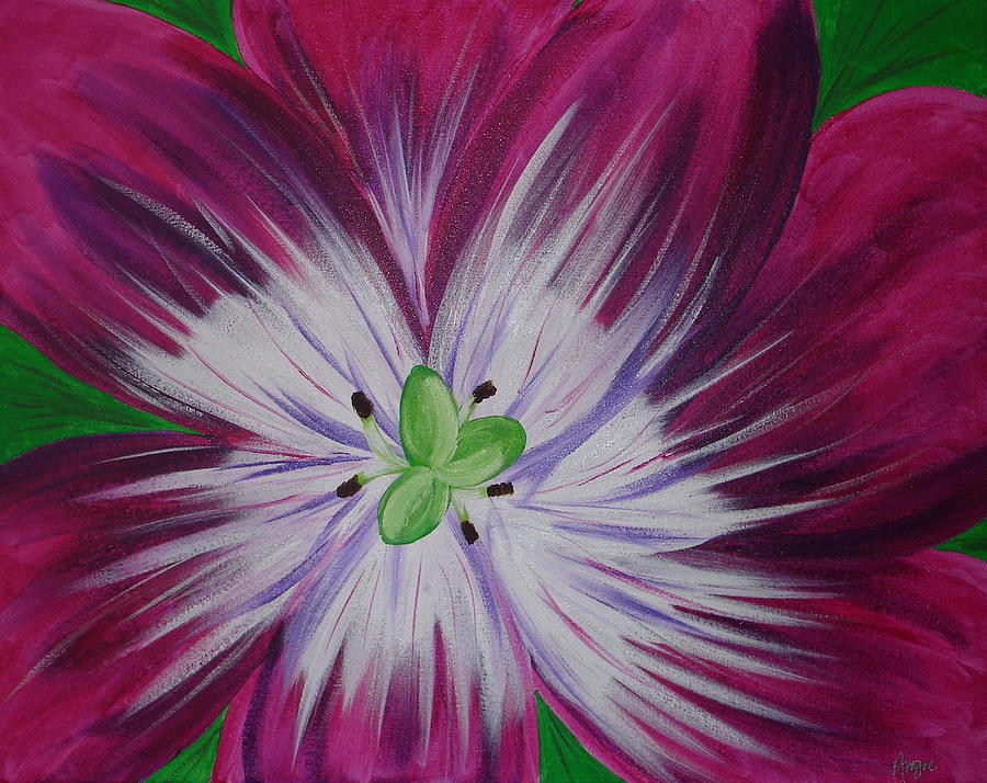 Full Bloom Tulip Painting by Angie Butler