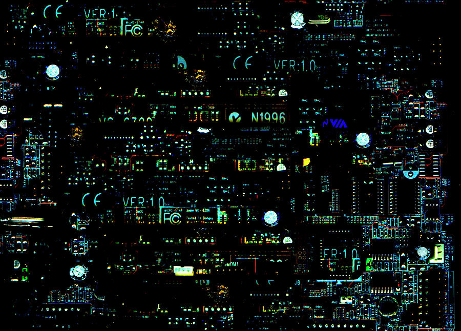 Full Frame Illuminated Circuit Board Photograph by Ikon Ikon Images