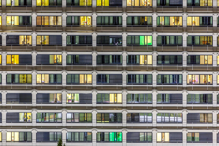 Full frame shot, skyscraper, apartments, windows Photograph by Malorny