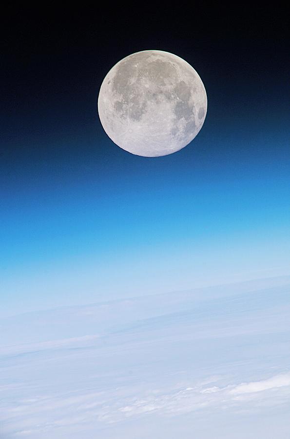 Full Moon Above Earth Photograph by Nasa/science Photo Library