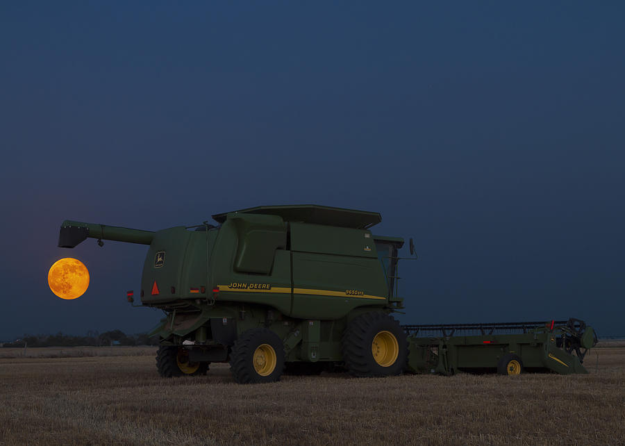 Full moon and combine Photograph by Rob Graham