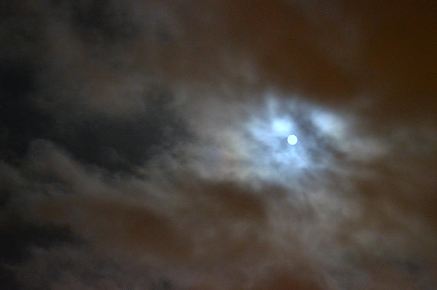 Full Moon And Dark Clouds Photograph