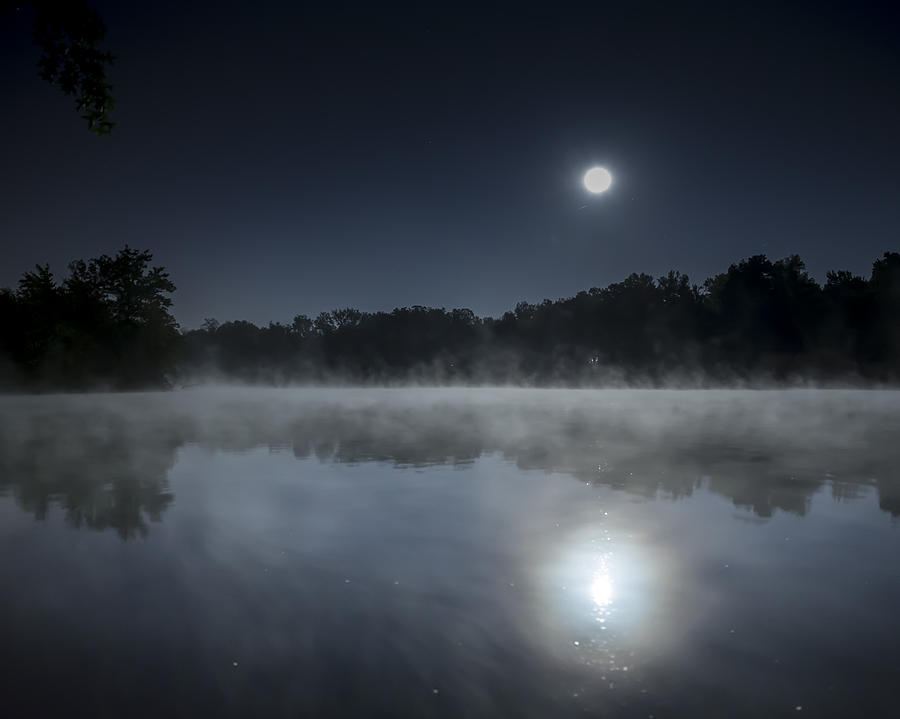 Summer Photograph - Full Moon and Mist by Frank Shoemaker