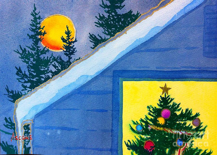 Full Moon at Christmas Painting by Teresa Ascone