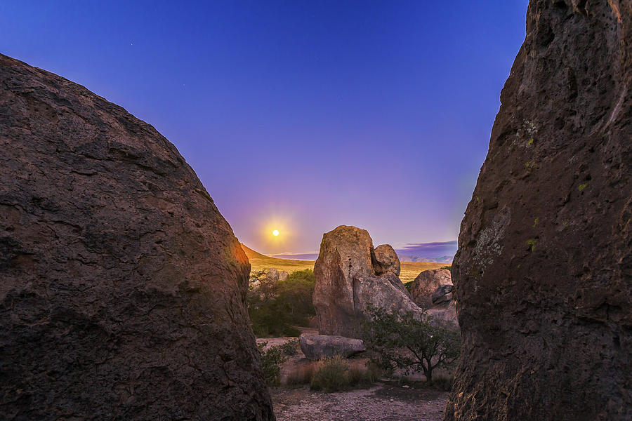 City Of Rocks State Park Photograph - Full Moon At City Of Rocks by Alan Dyer