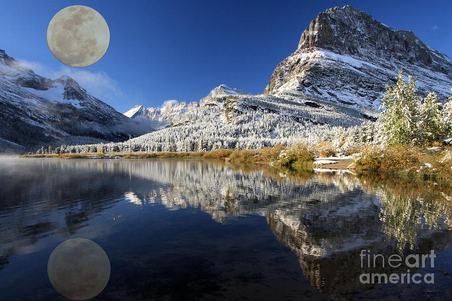 Glacier National Park Photograph - Full Moon At Grinnell by Adam Jewell
