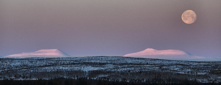 Full Moon at Polar Night Noon Photograph by Pekka Sammallahti