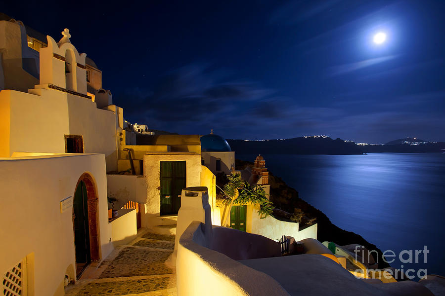 Full moon at Santorini Photograph by Aiolos Greek Collections