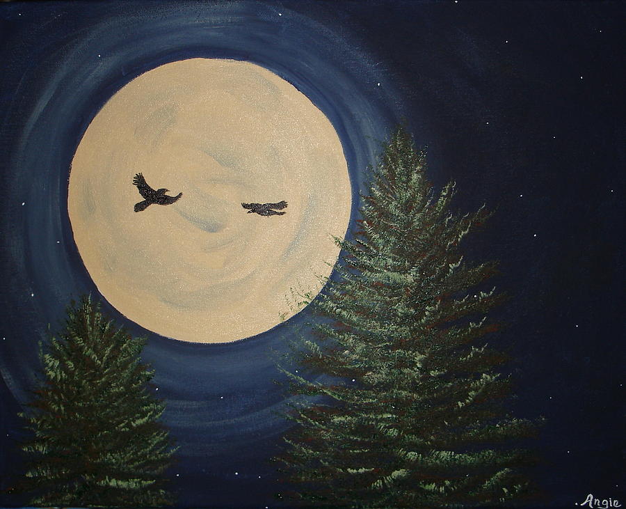 Full Moon Flight Painting by Angie Butler