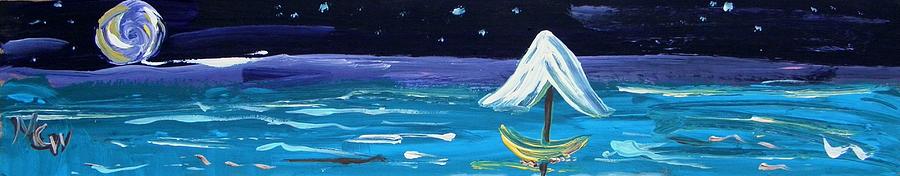 Full Moon Full Sail Painting by Mary Carol Williams