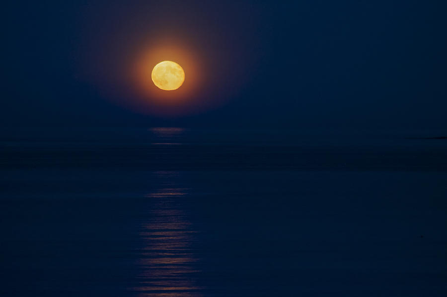 Full Moon Hazy Night Photograph by David Stone