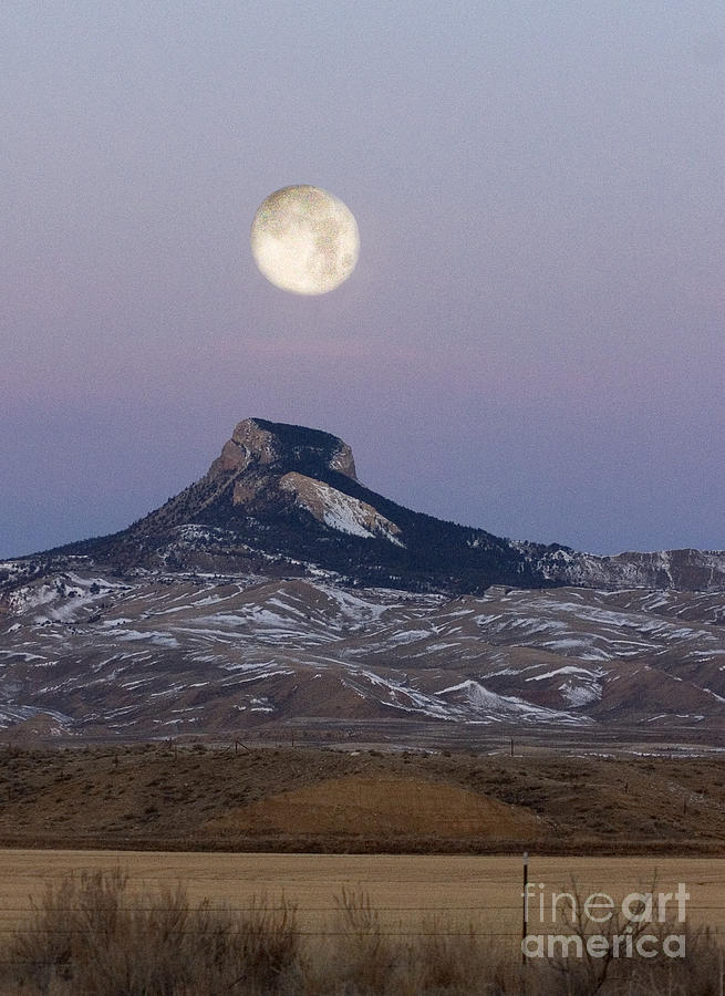 Full Moon Heart Mountain     Vertical Photograph by J L Woody Wooden