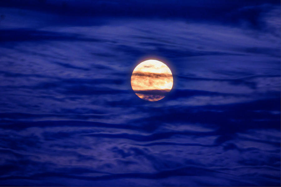 Sunset Photograph - Full Moon In A Sea Of Twilight Cloud by David M Jones