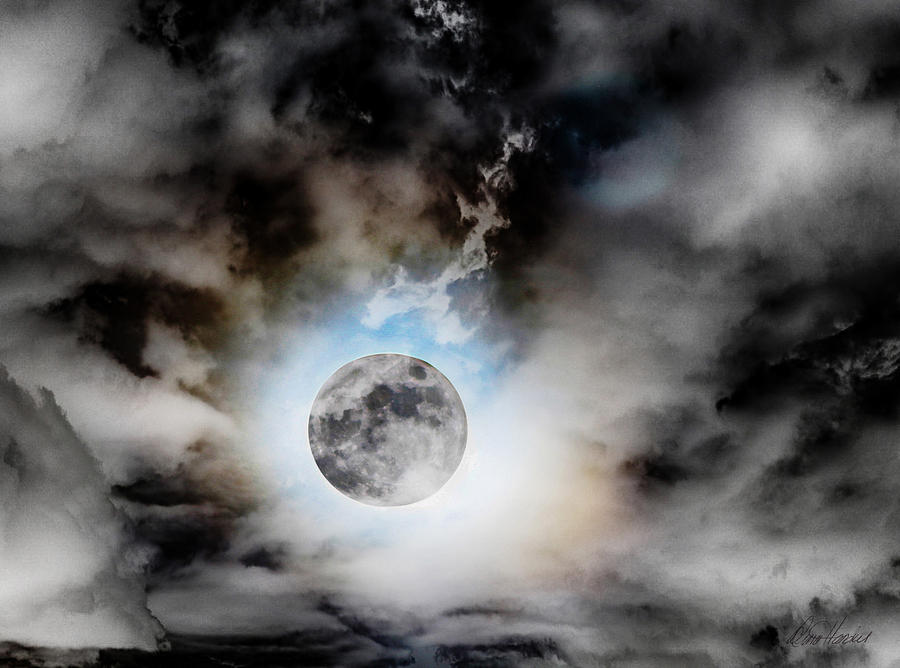 Full Moon  in Stormy Sky Photograph by Diana Haronis