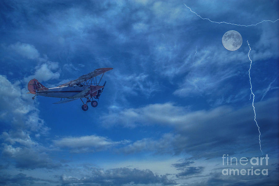 Full Moon Lightning Flight Digital Art by Randy Steele