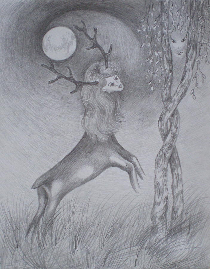 Tree Moon Light Drawing by Ellen Norden - Fine Art America