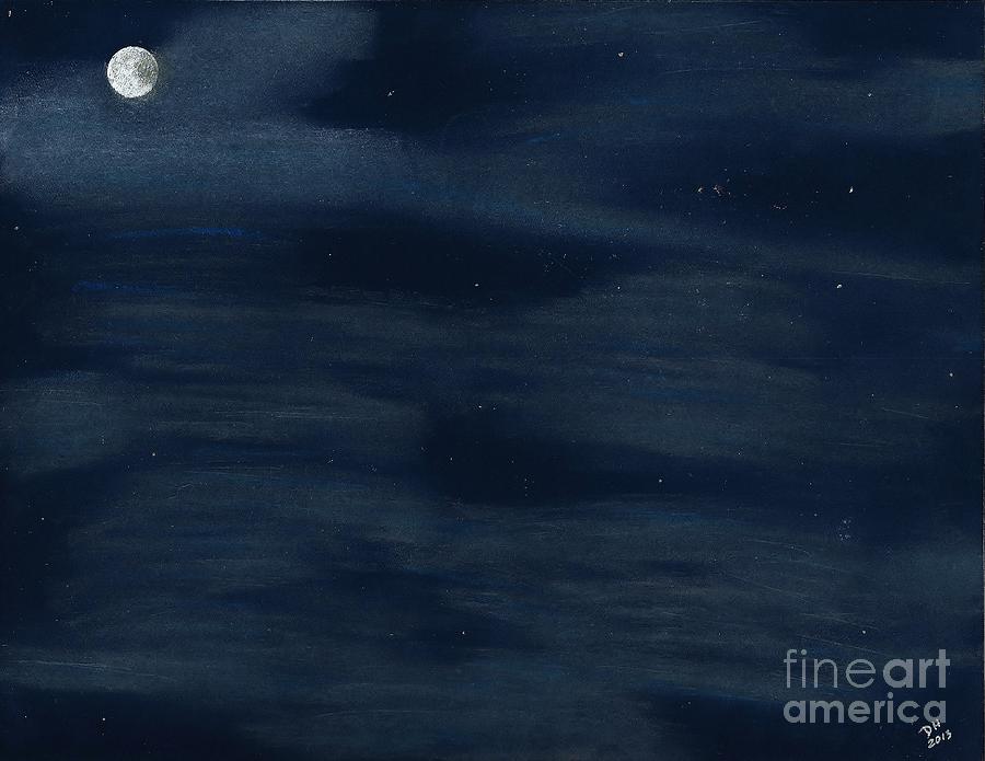 Full Moon Night Sky Drawing by D Hackett